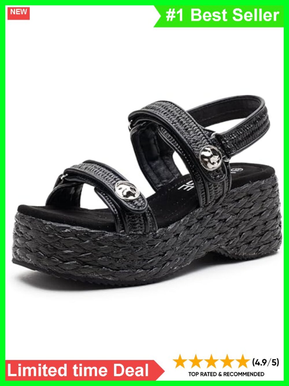 Espadrille Platform Wedge Sandals Adjustable Straps Cushioned